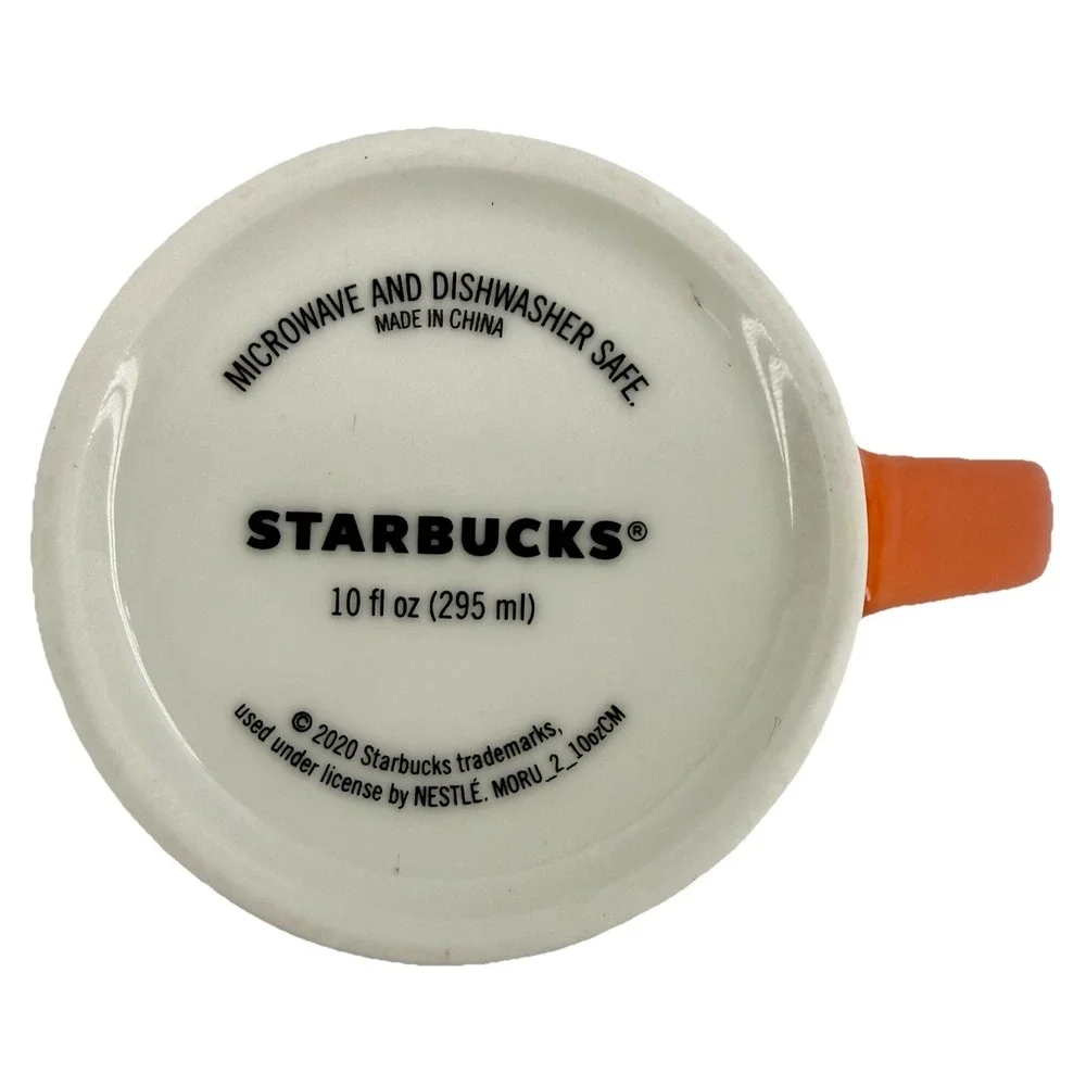Starbucks Birthday Candles 10‎ oz Coffee Mug Cup 2020 White Orange Handle EUC